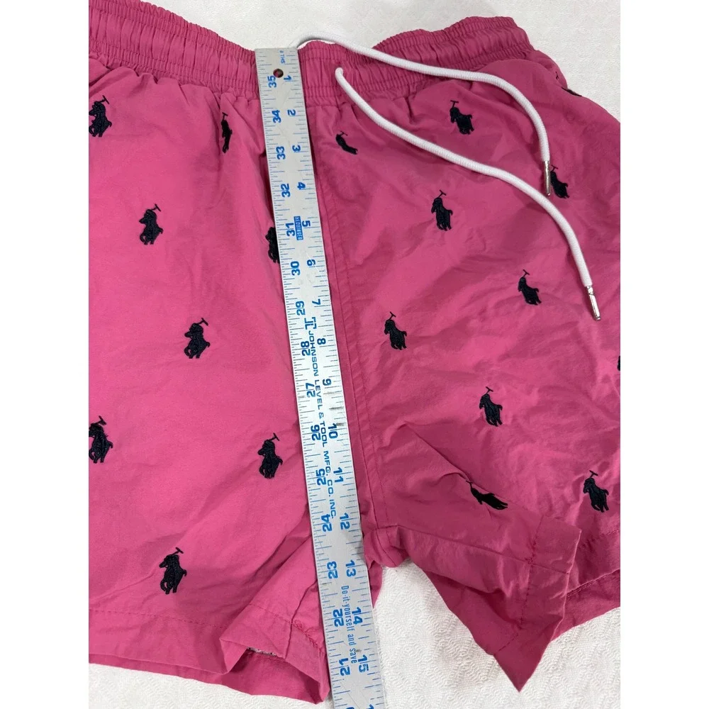 Polo Ralph Lauren Swim Trunks Mens M Pink All Over Pony Embroidered EUC